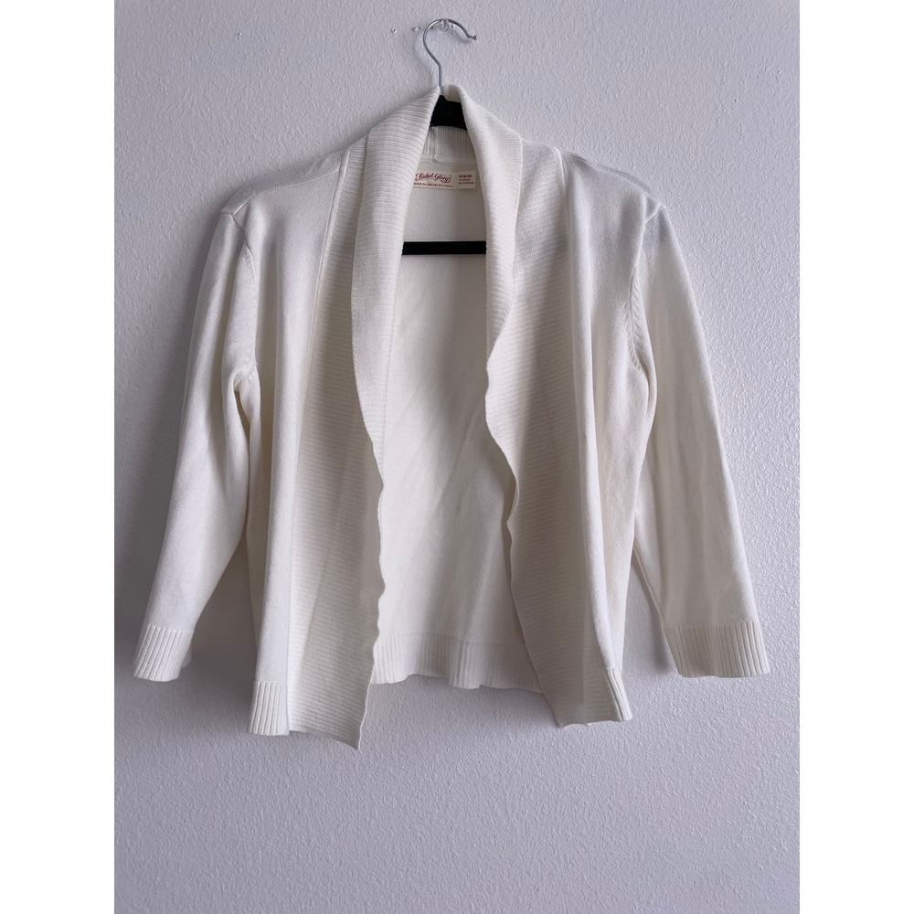 Faded Glory Cardigan Shawl Collar Open Front Women M Cream Cottagecore